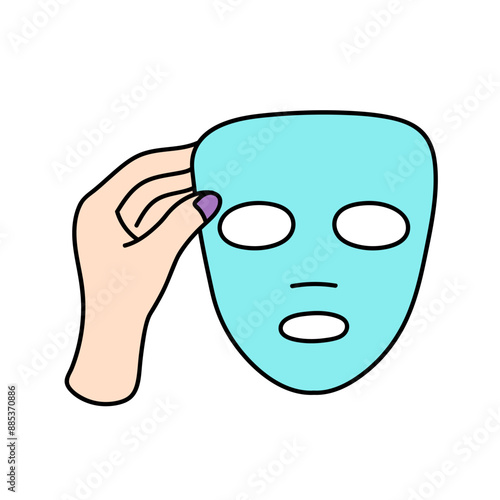 facial mask sheet hand drawn color vector illustration