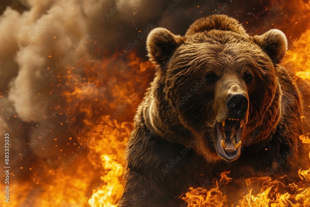 Wilderness Wrath, Capturing the Ferocious Power of an Angry Bear Amidst Fire and Smoke Wilderness Wrath, Capturing the Ferocious Power of an Angry Bear Amidst Fire and Smoke