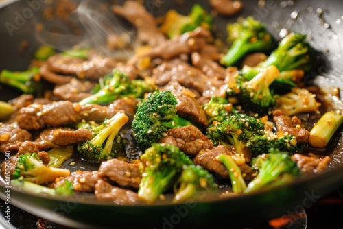 wok stir fry with beef and broccoli