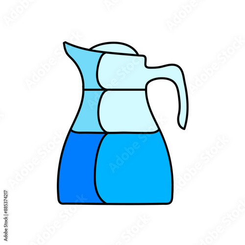 drinking serving jug hand drawn color vector illustration