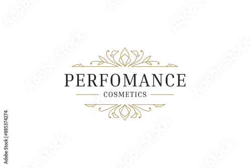 Premium classic swirl ornate golden floral line logo design template vector illustration