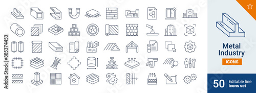 Metal icons Pixel perfect. Steel, construction, tube, ...	
