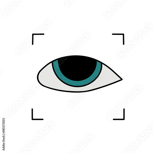 face recognition eye scanner hand drawn color vector illustration