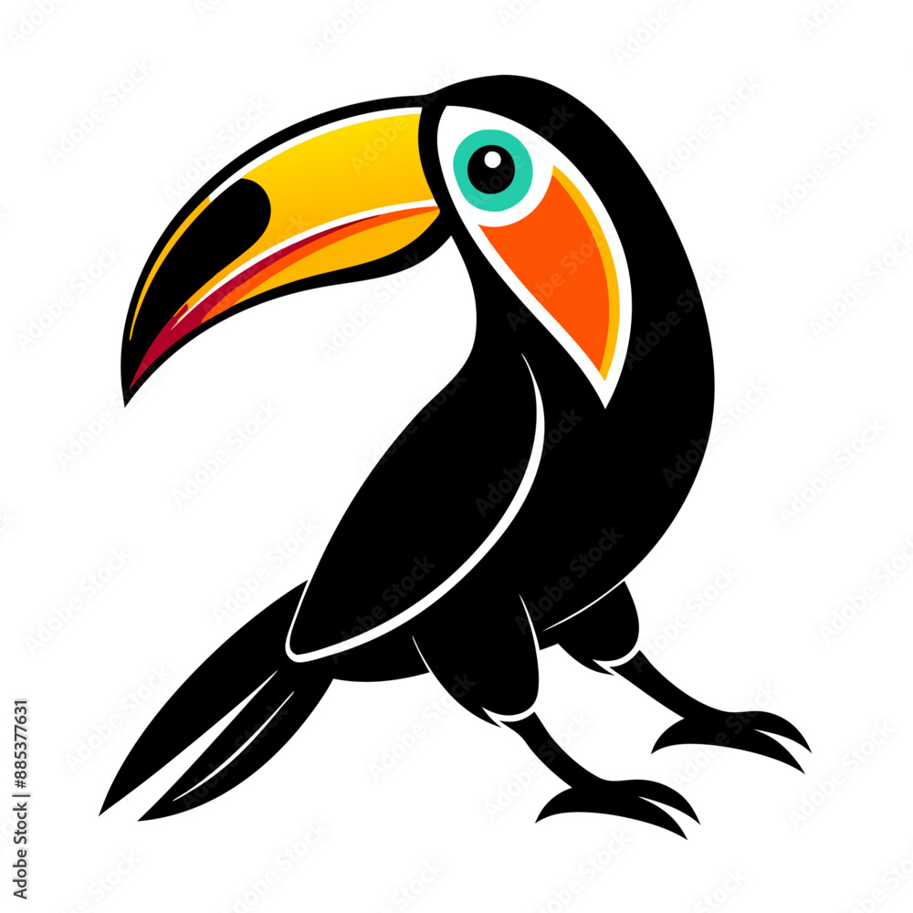 Naklejka premium A Toucan Bird vector art illustration, isolated white background (11)