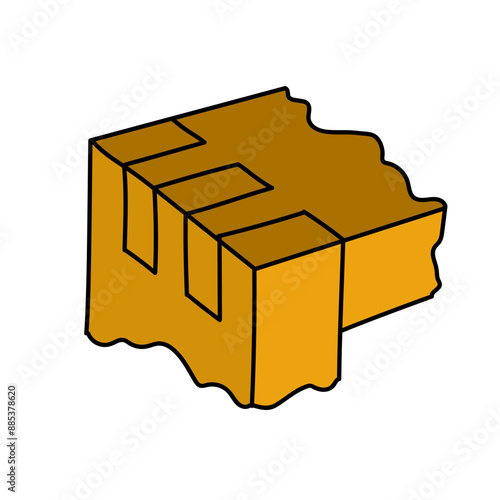 wood finger joint hand drawn color vector illustration