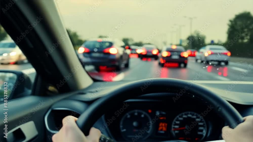 Angry driver screaming at someone from car in traffic jam Angry driver screaming at someone from car in traffic jam