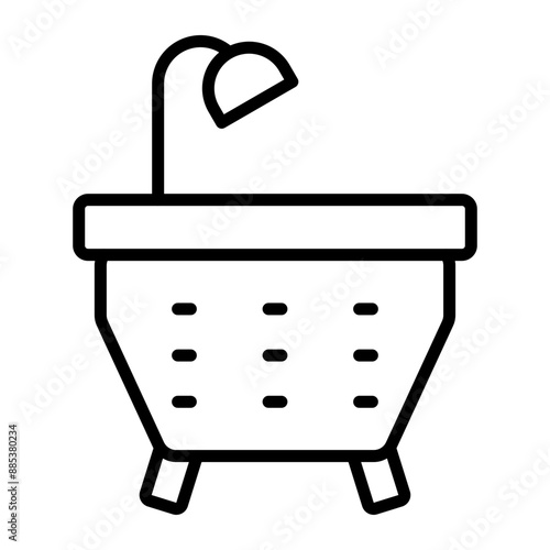 Bathtub Vector Line Icon