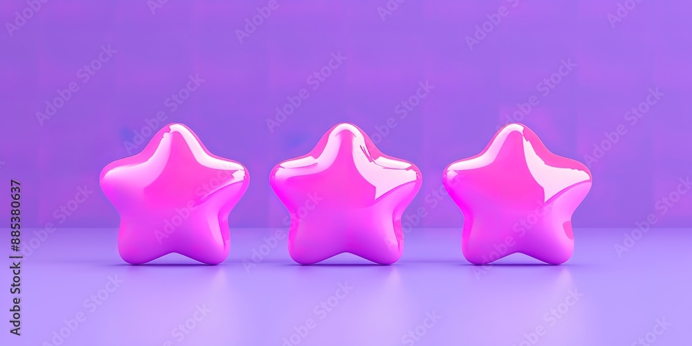 three small shiny purple stars on a purple background three small shiny purple stars on a purple background
