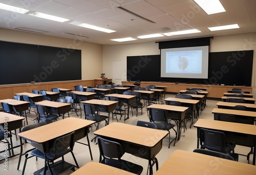 classroom with chairs and table