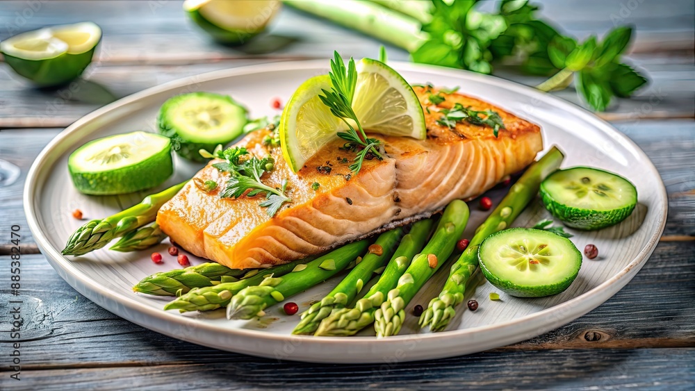 Delicious salmon with creamy avocado and asparagus perfect for a healthy lunch, salmon, avocado, asparagus, healthy, lunch Delicious salmon with creamy avocado and asparagus perfect for a healthy lunch, salmon, avocado, asparagus, healthy, lunch