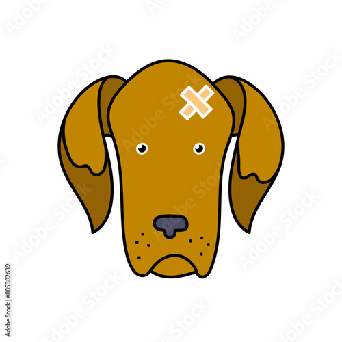 injured dog hand drawn color vector illustration