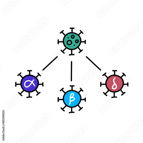virus mutation concept hand drawn color vector illustration