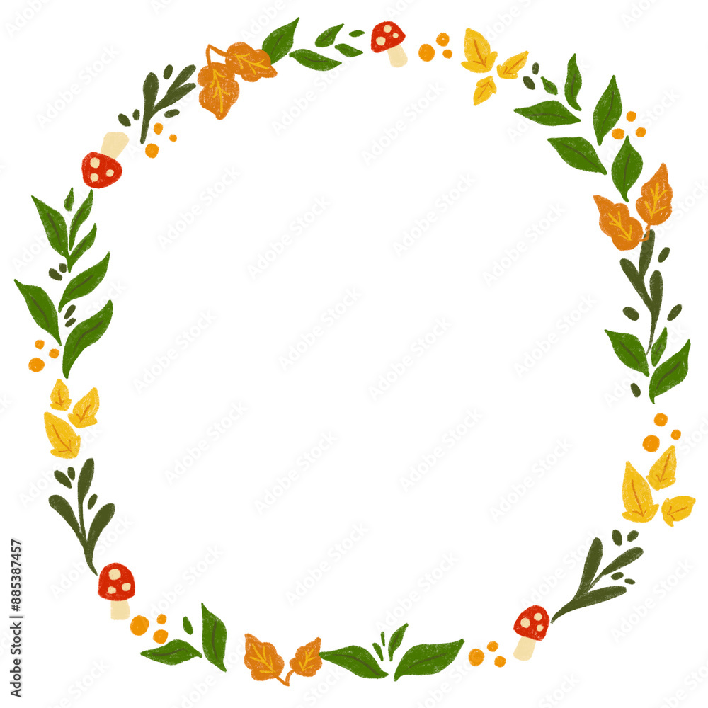 Autumn Ornament Round Frame Autumn Ornament Round Frame