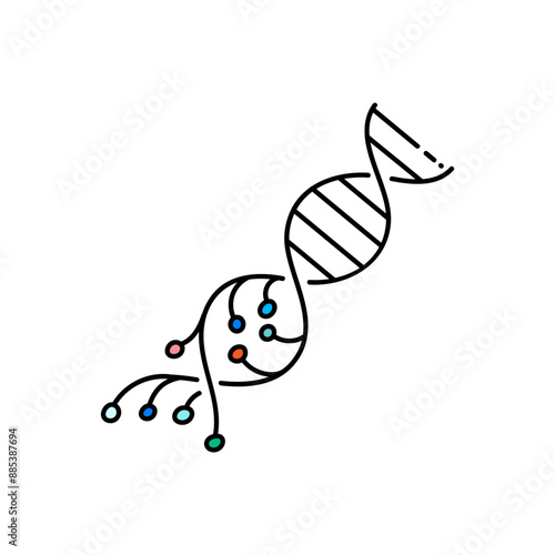 artificially modified dna strains hand drawn color vector illustration