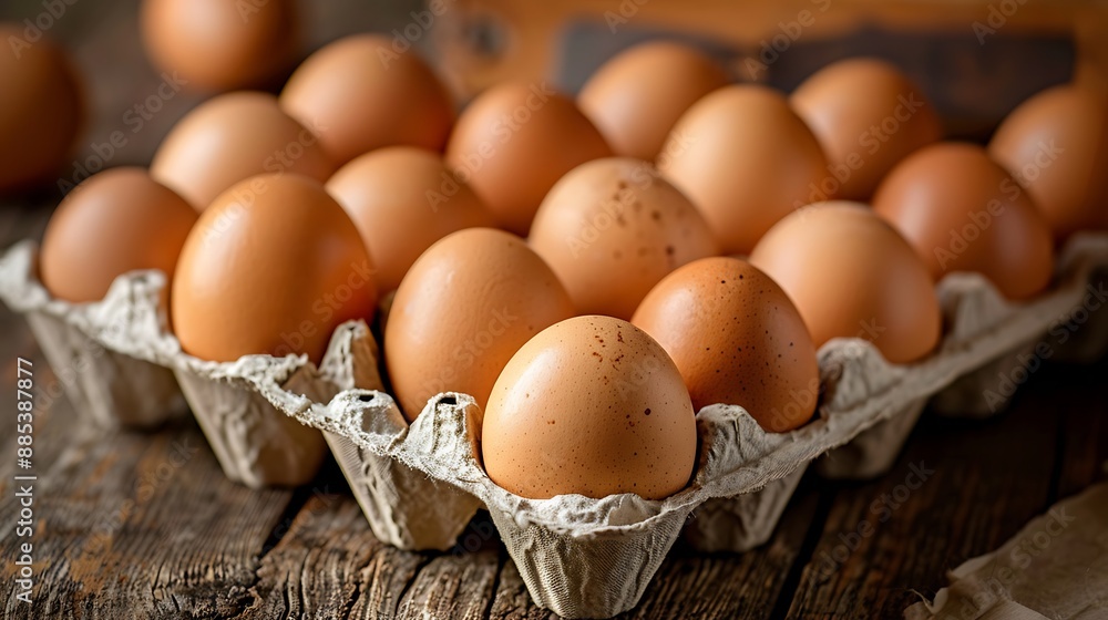Close-up of Brown Eggs in a Cardboard Carton Close-up of Brown Eggs in a Cardboard Carton