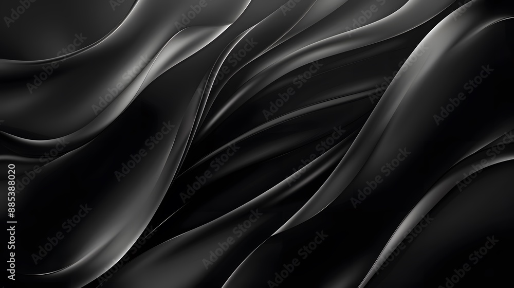Smooth Black Satin Fabric with Elegant Folds for Abstract Wallpaper Background. Smooth Black Satin Fabric with Elegant Folds for Abstract Wallpaper Background.