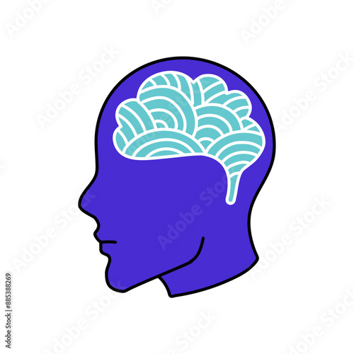 mental health human brain hand drawn color vector illustration