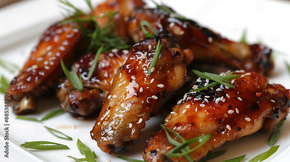 Close-Up of Sesame Glazed Chicken Wings Close-Up of Sesame Glazed Chicken Wings