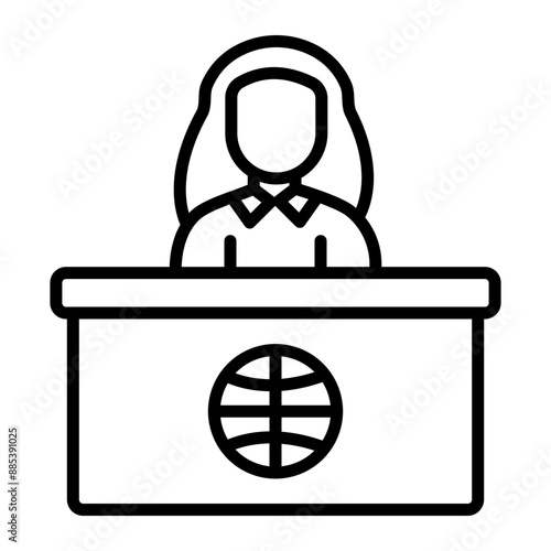News Anchor Vector Line Icon