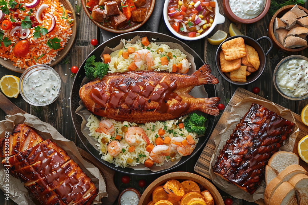 Savory Delights of a Fictional Fish Dish Lunch Generated by AI Savory Delights of a Fictional Fish Dish Lunch Generated by AI