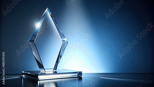 Obraz na płótnie Front view of a modern, arrow-shaped crystal award, crystal, award, trophy, achievement, recognition, success, honor, glass w salonie