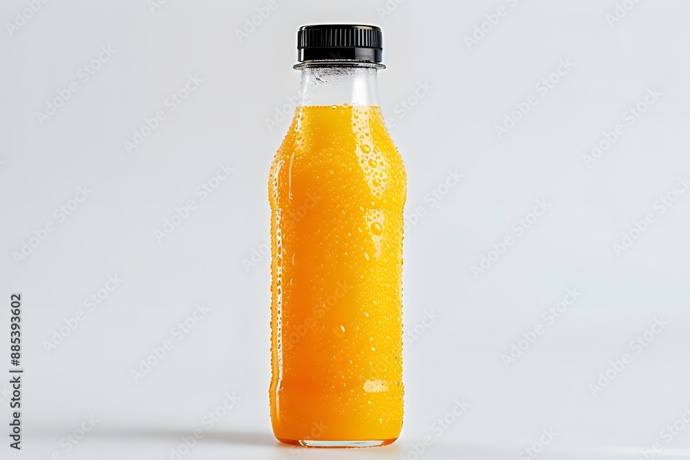 Refreshing Orange Juice Bottle with Water Droplets Refreshing Orange Juice Bottle with Water Droplets