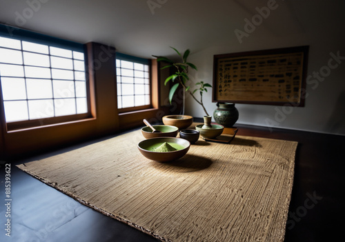 Tea ceremony with a tranquil setting. photo