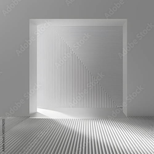 Empty white room with clean walls and floor, showcasing minimal interior design and spacious layout