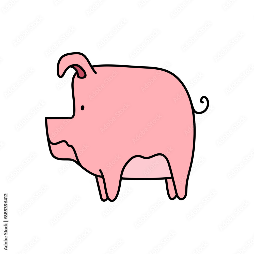 Fototapeta premium pig hand drawn color vector illustration
