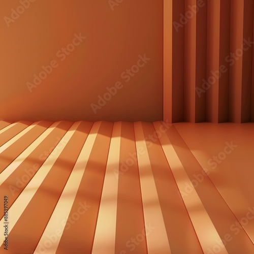  Empty room with wooden floor? It captures the essence of the image and is straightforward