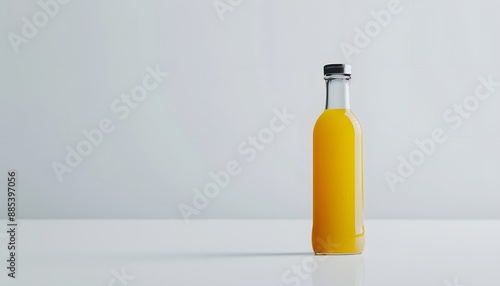 Glass Bottle with Yellow Liquid on White Background © AgungRikhi