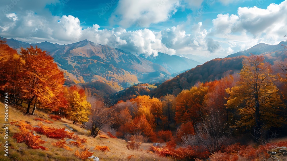 Autumnal Mountain Landscape with Vibrant Foliage Autumnal Mountain Landscape with Vibrant Foliage