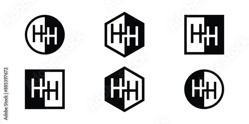 Letters HH Positive and Negative Logo Set, suitable for any business