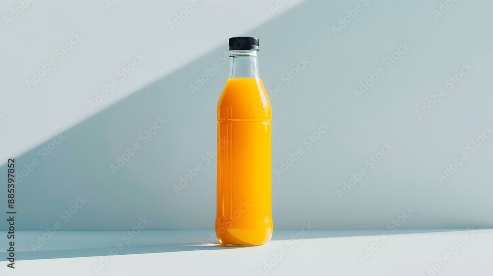 Orange Juice Bottle on a Minimalist Background Orange Juice Bottle on a Minimalist Background