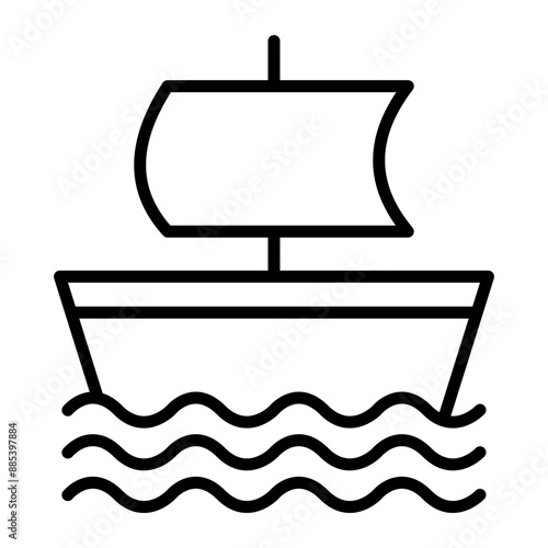 Galleon Vector Line Icon