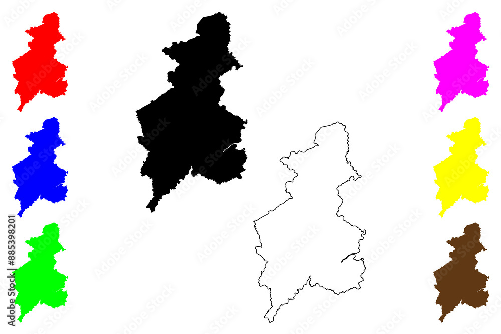 Obraz premium Shenyang City (People's Republic of China, Liaoning Province) map vector illustration, scribble sketch City of Fengtian or Mukden map