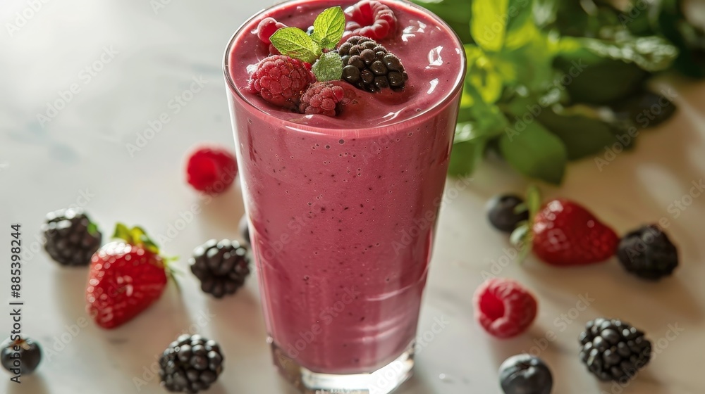 Berry smoothie in a tall glass, refreshing treat, minimalist style, Berry smoothie in a tall glass, refreshing treat, minimalist style,