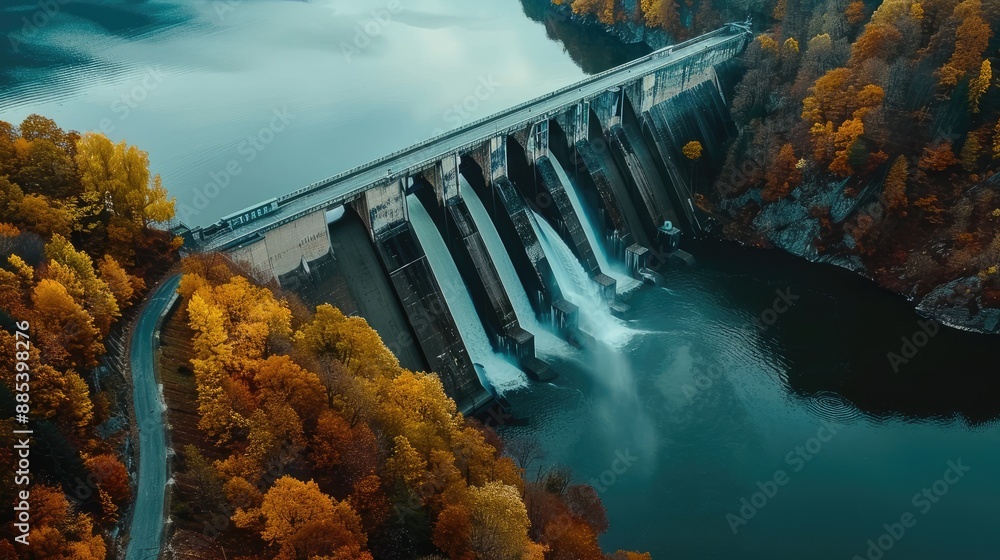 Aerial shot of a large dam