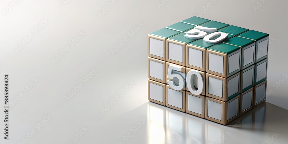 of a geometric cube with fifty percent filled in, , geometric, cube,percentage, design, abstract, 50%, digital