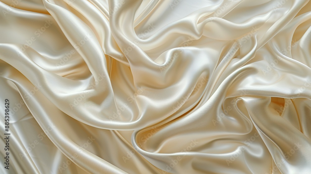 Soft and luxurious cream silk fabric with elegant waves Soft and luxurious cream silk fabric with elegant waves