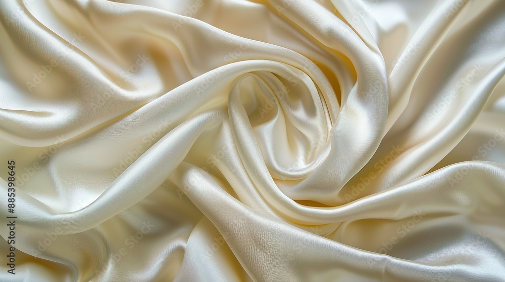 Soft and luxurious cream silk fabric with elegant pleats and folds Soft and luxurious cream silk fabric with elegant pleats and folds