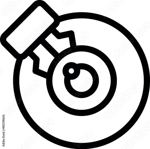 Line art icon of a piston connecting to a crankshaft, representing a car part