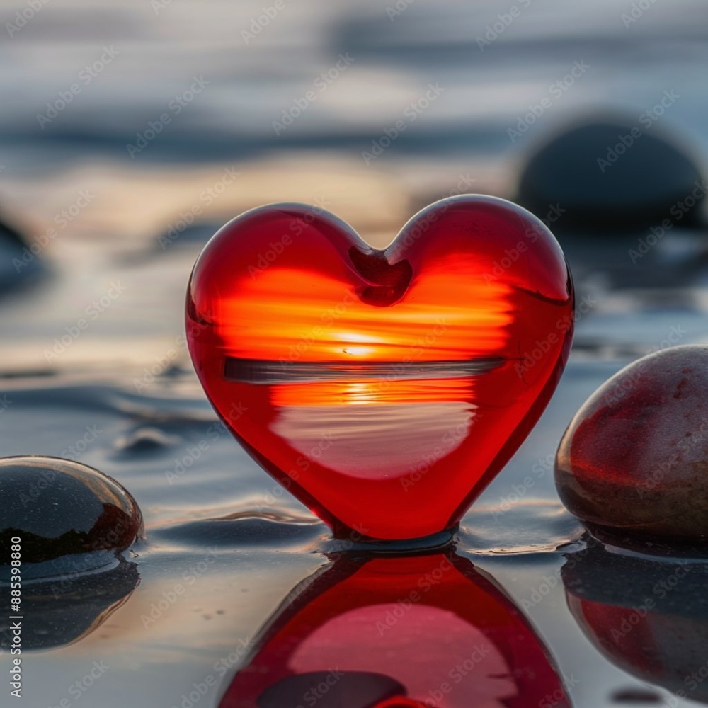 Fototapeta premium heart on the beach