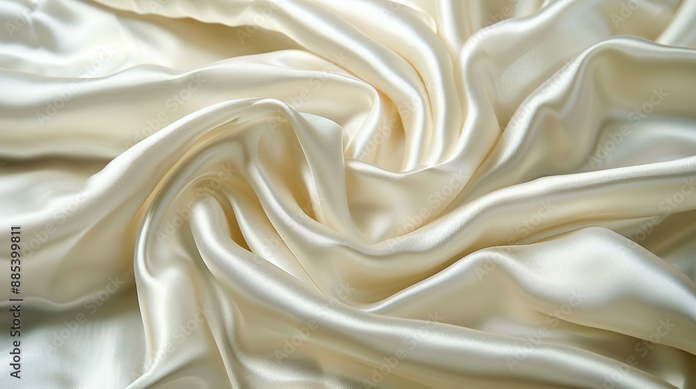 Soft and luxurious cream silk fabric with elegant pleats and folds Soft and luxurious cream silk fabric with elegant pleats and folds
