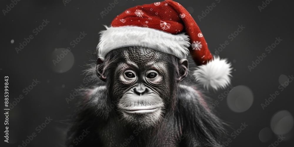 Monkey in Santa Hat Monkey in Santa Hat