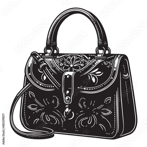 Ladies' bag vector silhouette illustration black color