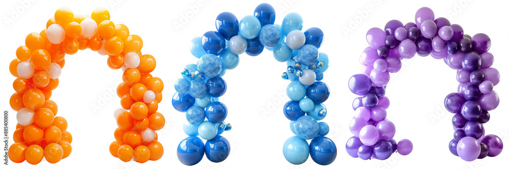 Set of party balloons arches isolated on transparent background Set of party balloons arches isolated on transparent background