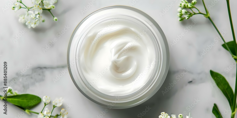 Overhead view of empty cream jar. Concept Product Photography, Empty Cream Jar, Overhead Shot, Minimalist Design Overhead view of empty cream jar. Concept Product Photography, Empty Cream Jar, Overhead Shot, Minimalist Design