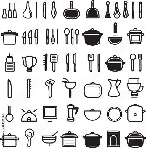 Comprehensive Kitchen Utensil Icon Set