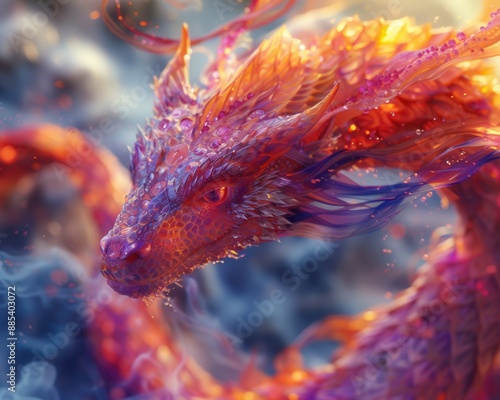 Majestic Diamond Dragon Soaring Through Vibrant Skies in 8K Resolution